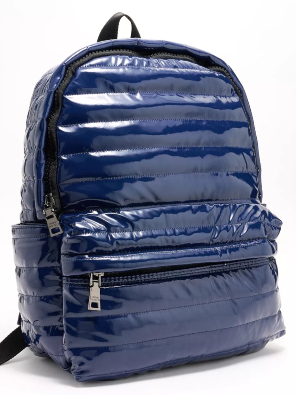 THINK ROYLN Women's Glossy Navy Nylon Puffer Backpack